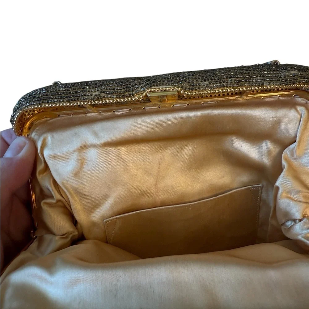 VINTAGE BEADED Elegant Gold Evening Clutch